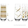 Anpassad logotyp Champagne Flutes Stemless Champagne Glasses Set